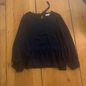 Loft Navy Dots Peplum Top